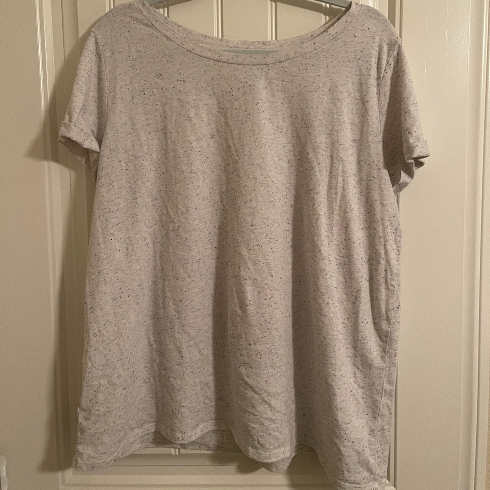 LOFT White and Blue Speckled Tee